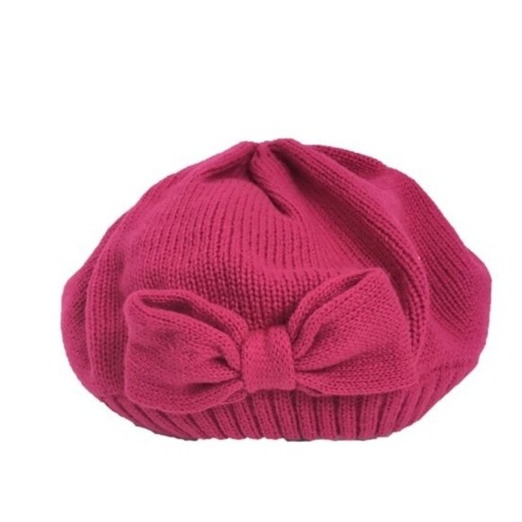 kate spade Accessories - KATE SPADE New York Knit Beret Bow Hat Sweetheart Pink